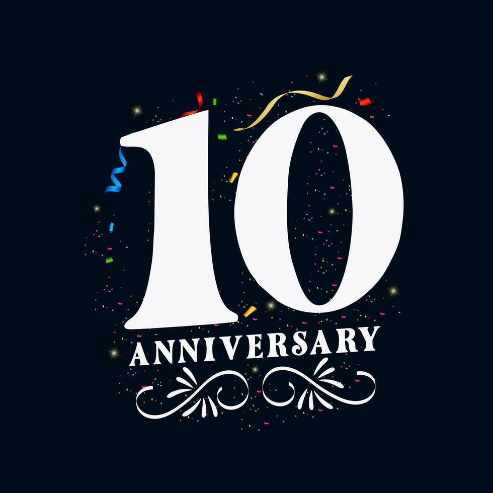 10 Anniversary luxurious Golden color 10 Years Anniversary Celebration Logo Design Template vector