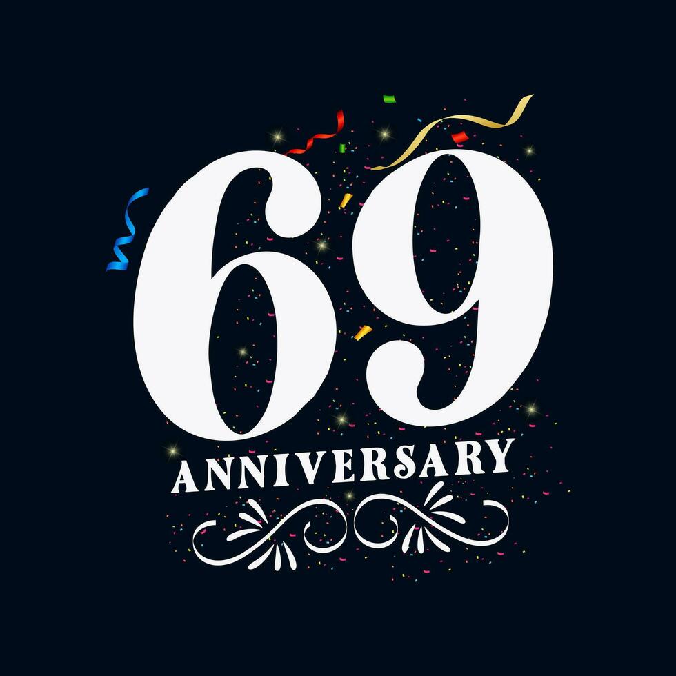 69 aniversario lujoso dorado color 69 años aniversario celebracion logo diseño modelo vector