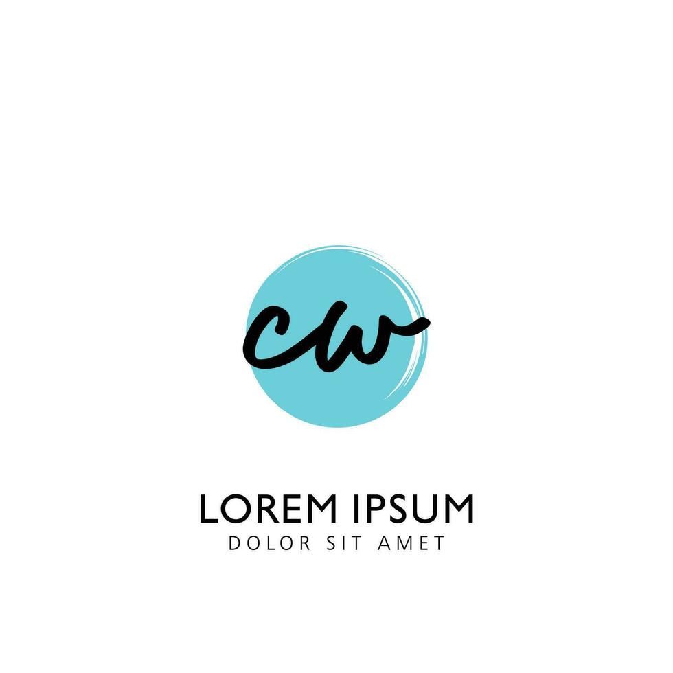 CW Initial Handwriting Circle Brush Template Design 28888069 Vector Art