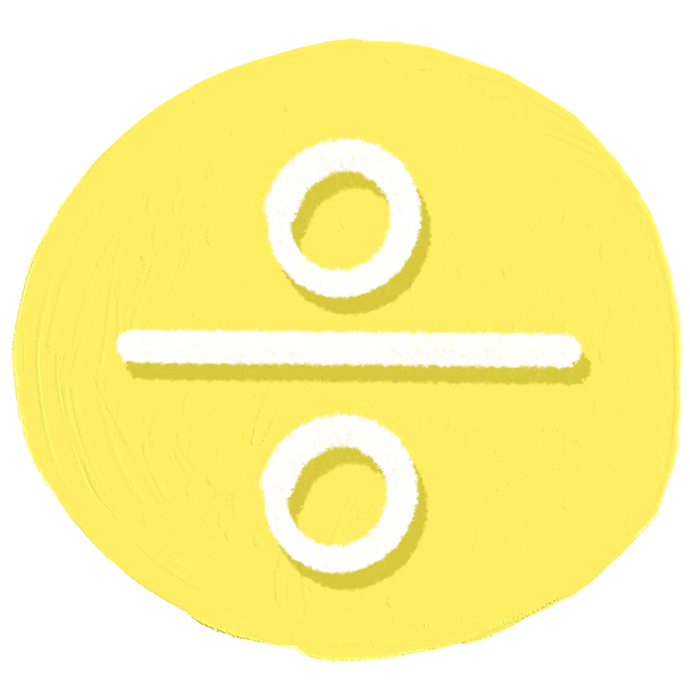 The division sign is in a yellow circle. png