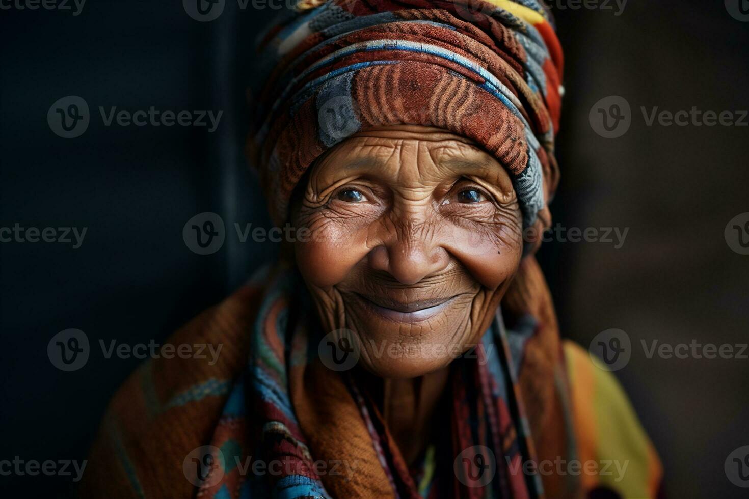 Generative AI, close-up of elderly smiling woman, happiness look photo
