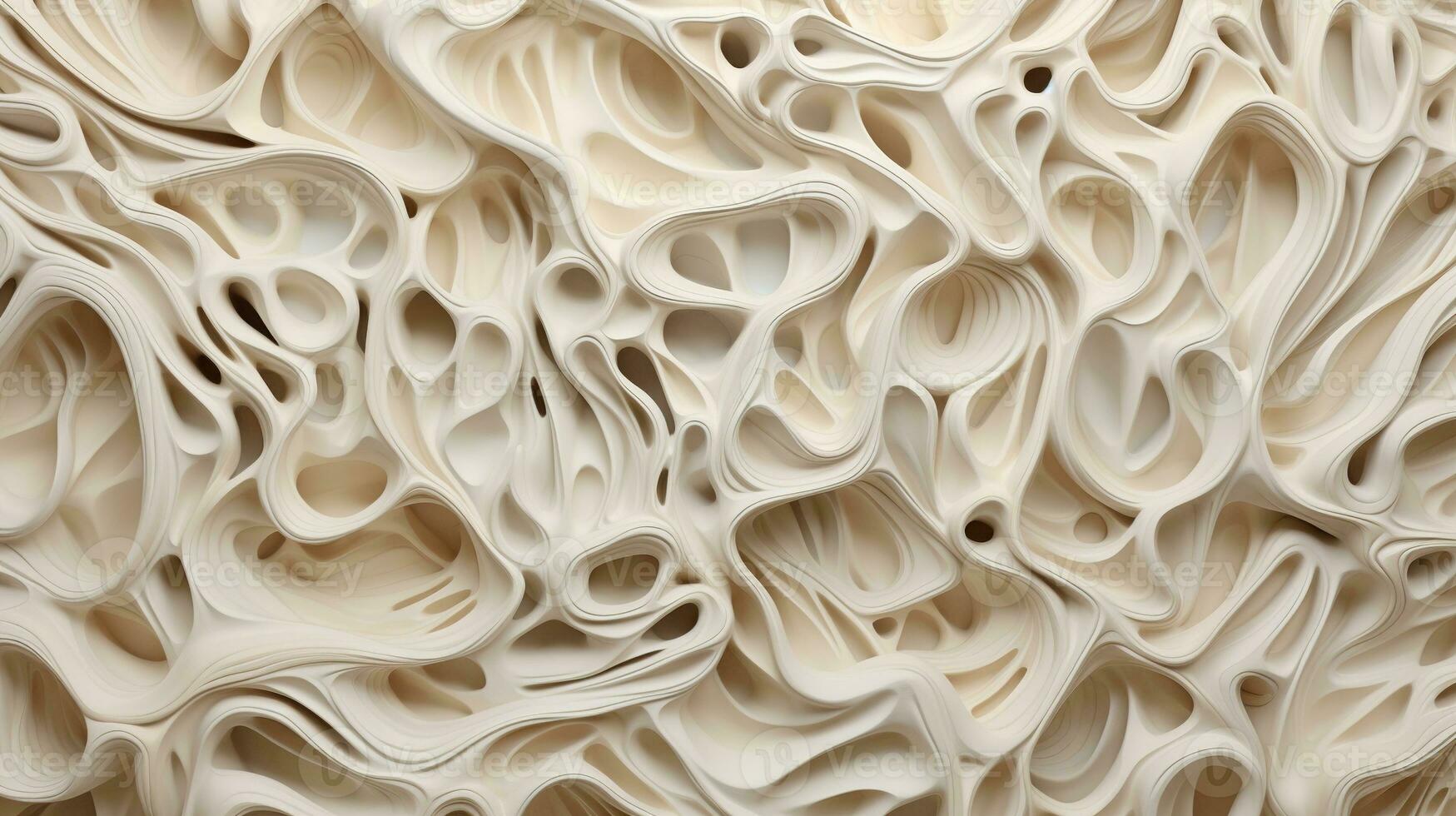 Generative AI, white, ivory and beige modelling clay, gypsum or ceramic background and texture, curls and flowing forms photo