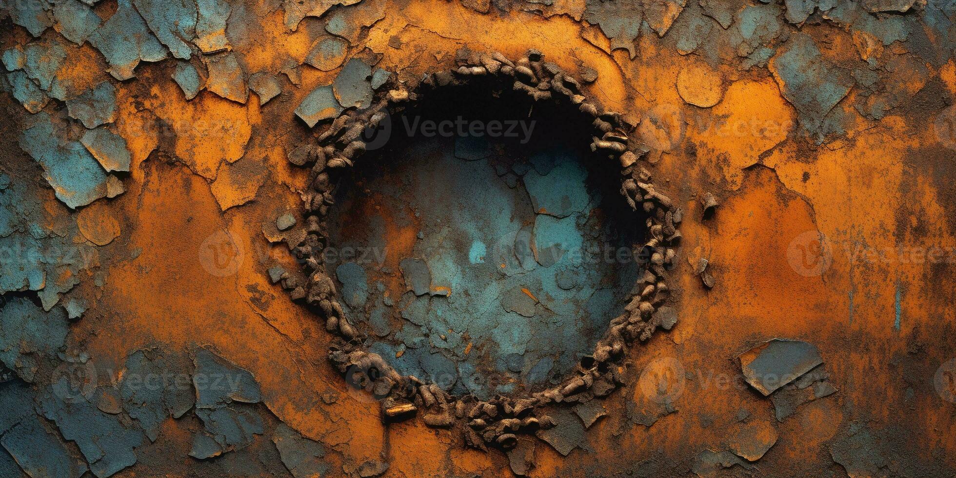 Generative AI, Rusted blue and turquoise metal background. Grunge old wall texture photo