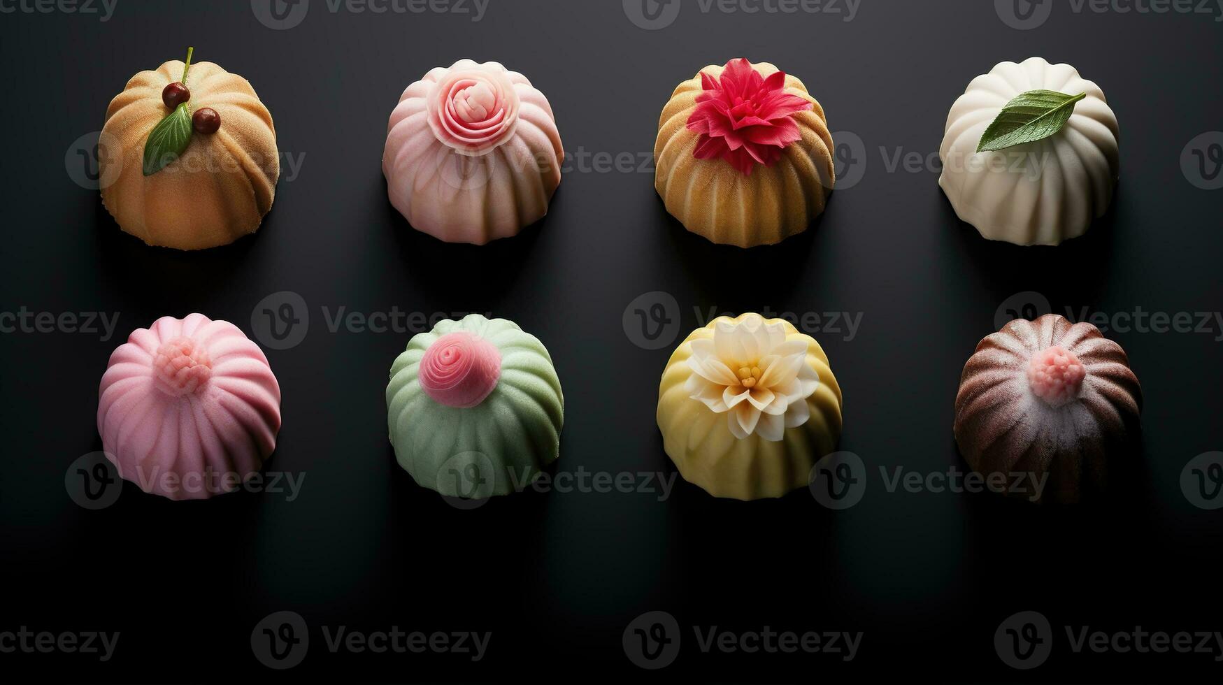 Generative AI, Japanese traditional confectionery cake wagashi, various types of sweets photo
