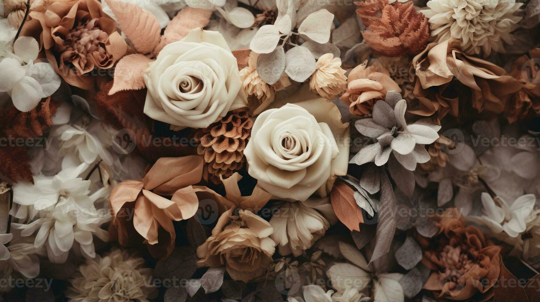 Generative AI, Autumn home decoration close up, muted colors, holiday photorealistic aesthetic background photo