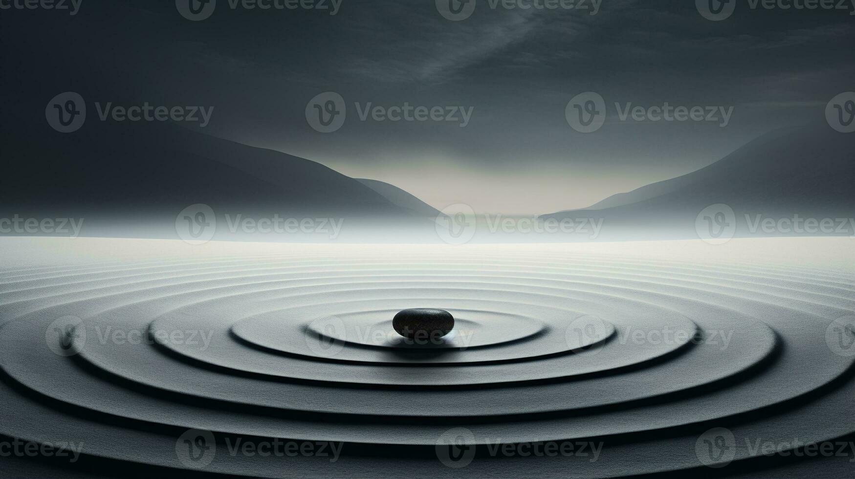 Generative AI, Zen garden, hypnotic simple illustration, calm relax and meditation concept photo