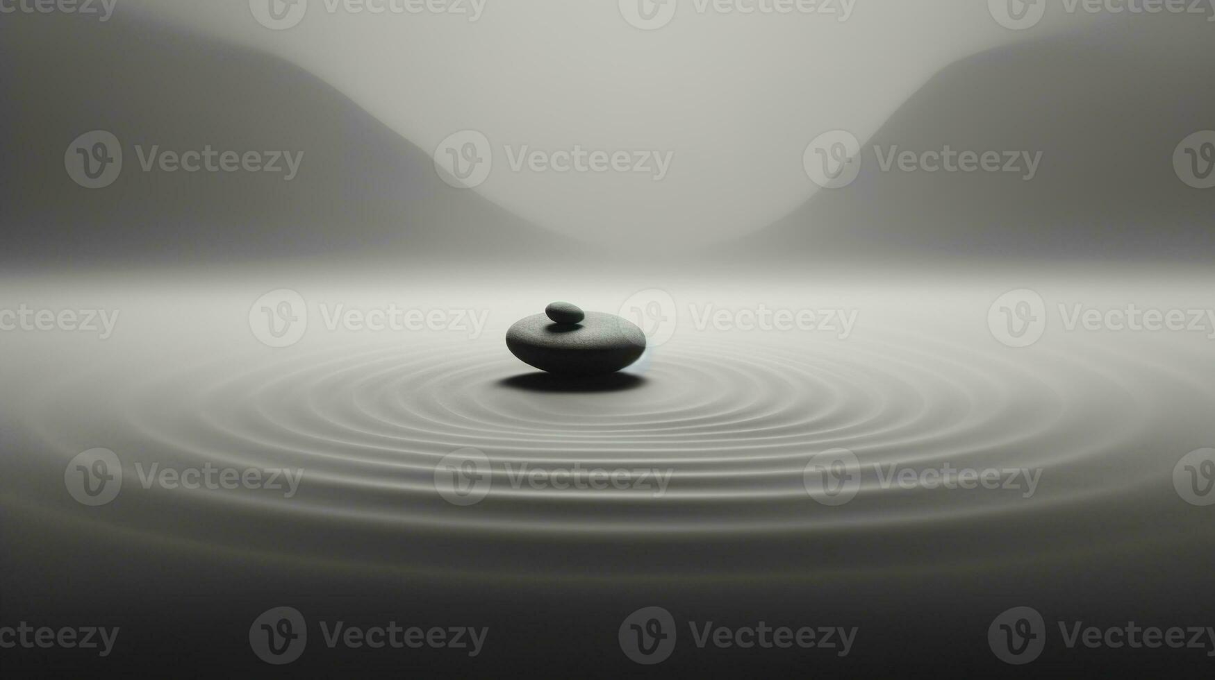 Generative AI, Zen garden, hypnotic simple illustration, calm relax and meditation concept photo