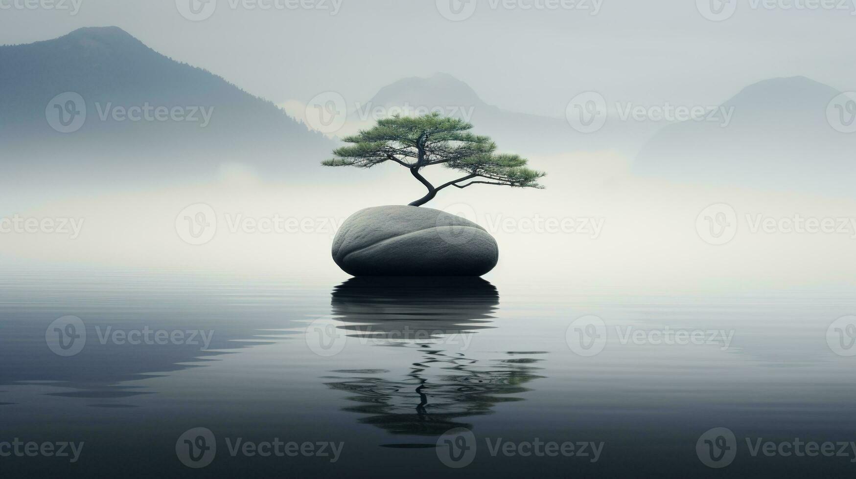 Generative AI, Zen garden, hypnotic simple illustration, calm relax and meditation concept photo