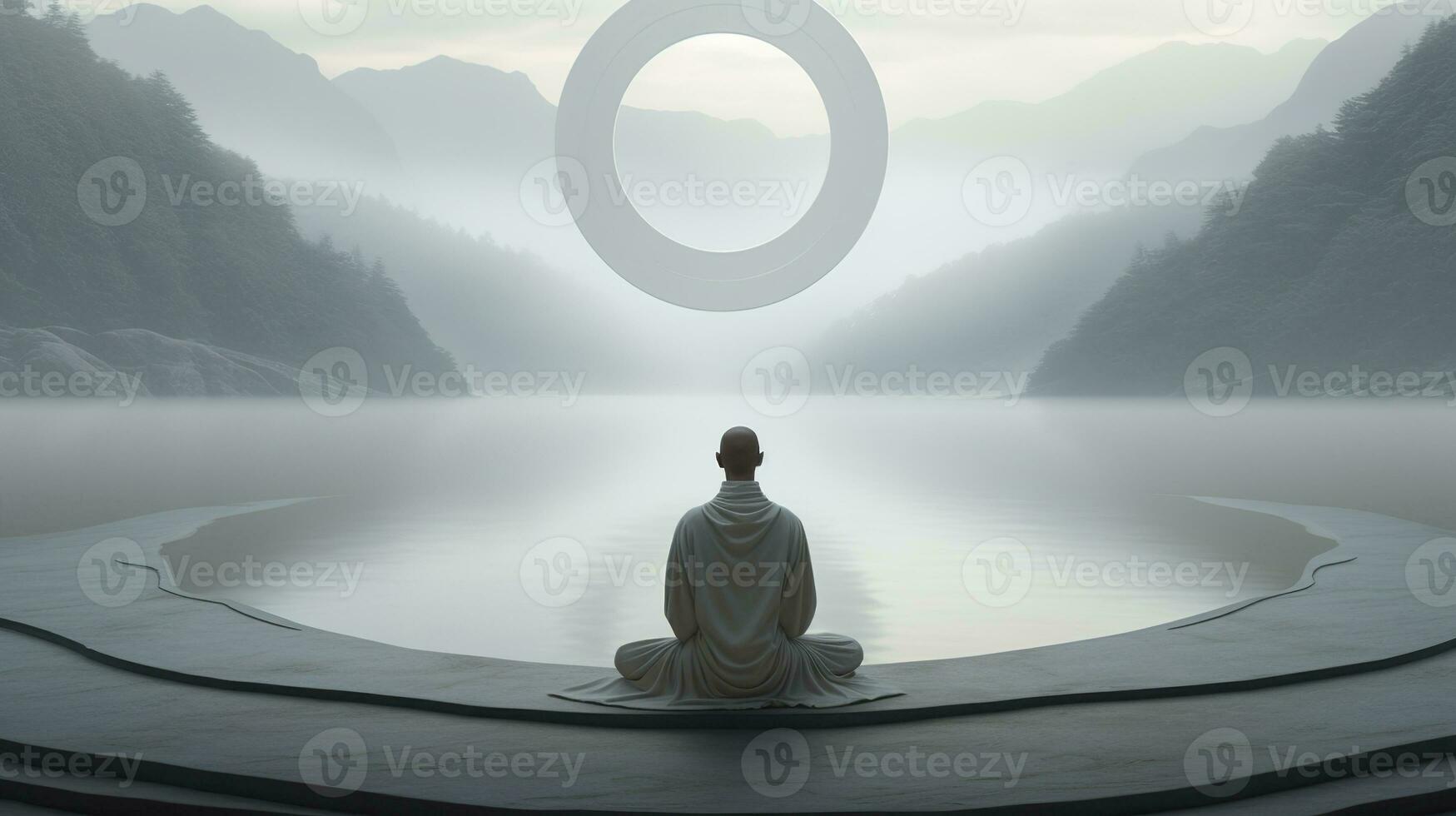 generativo ai, zen jardín, hipnótico sencillo ilustración, calma relajarse y meditación concepto foto
