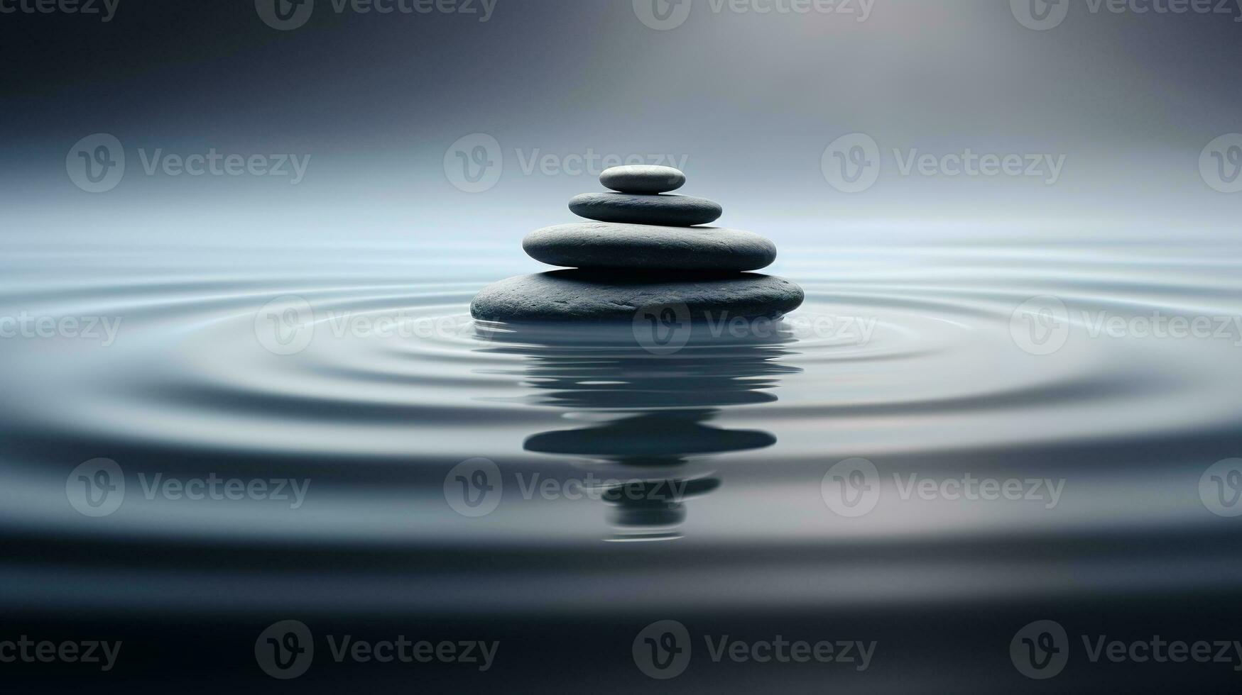 Generative AI, Zen garden, hypnotic simple illustration, calm relax and meditation concept photo