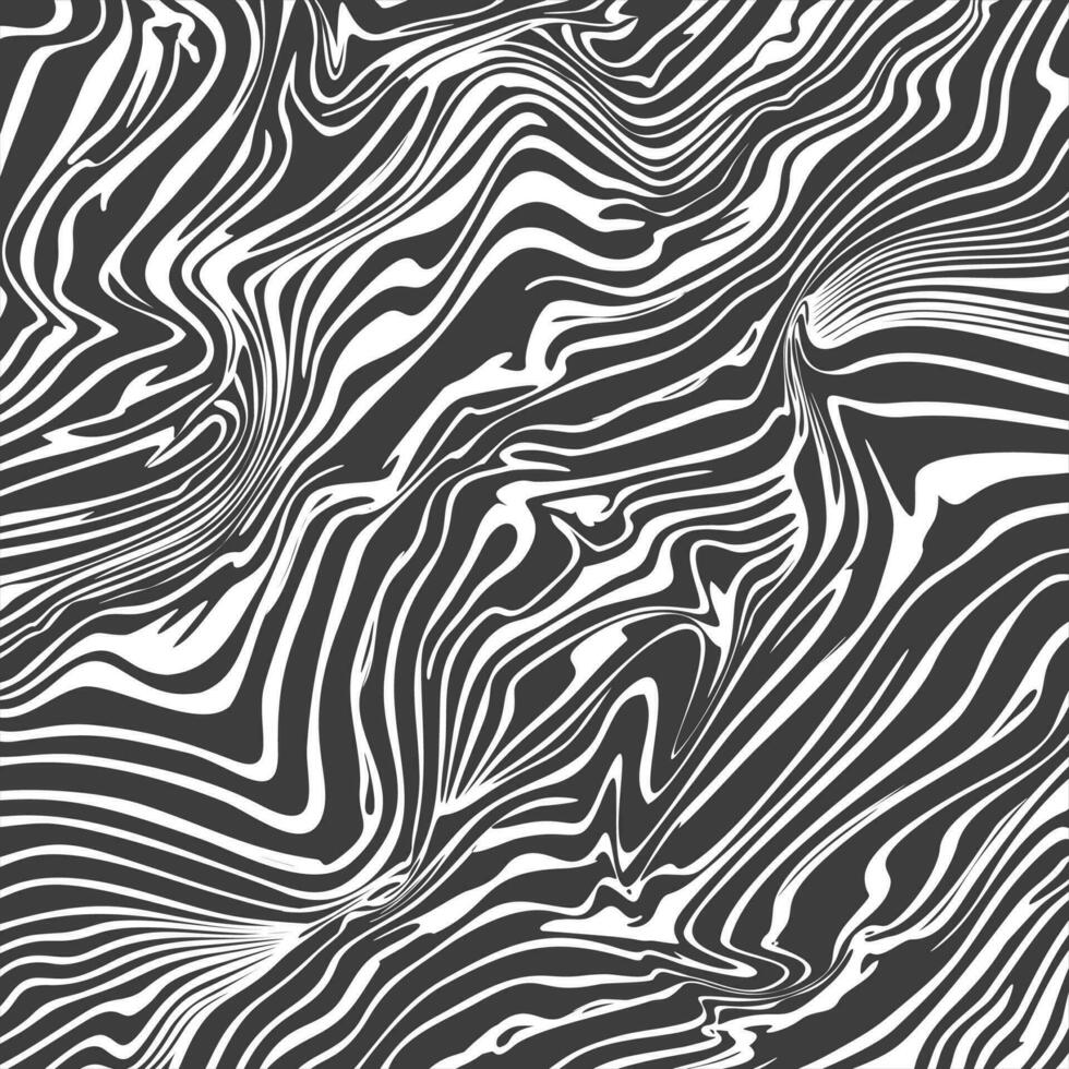Optical Psychedelic Swirl with Monochrome Fluid Flow. vector illustration