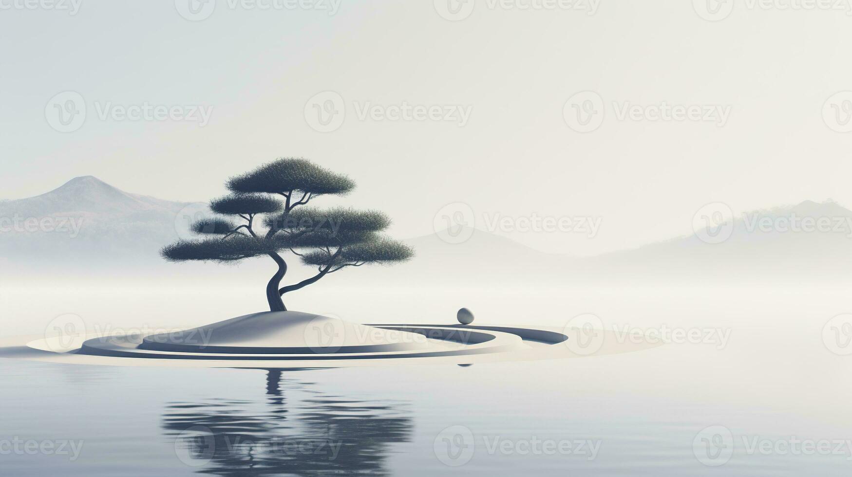 Generative AI, Zen garden, hypnotic simple illustration, calm relax and meditation concept photo