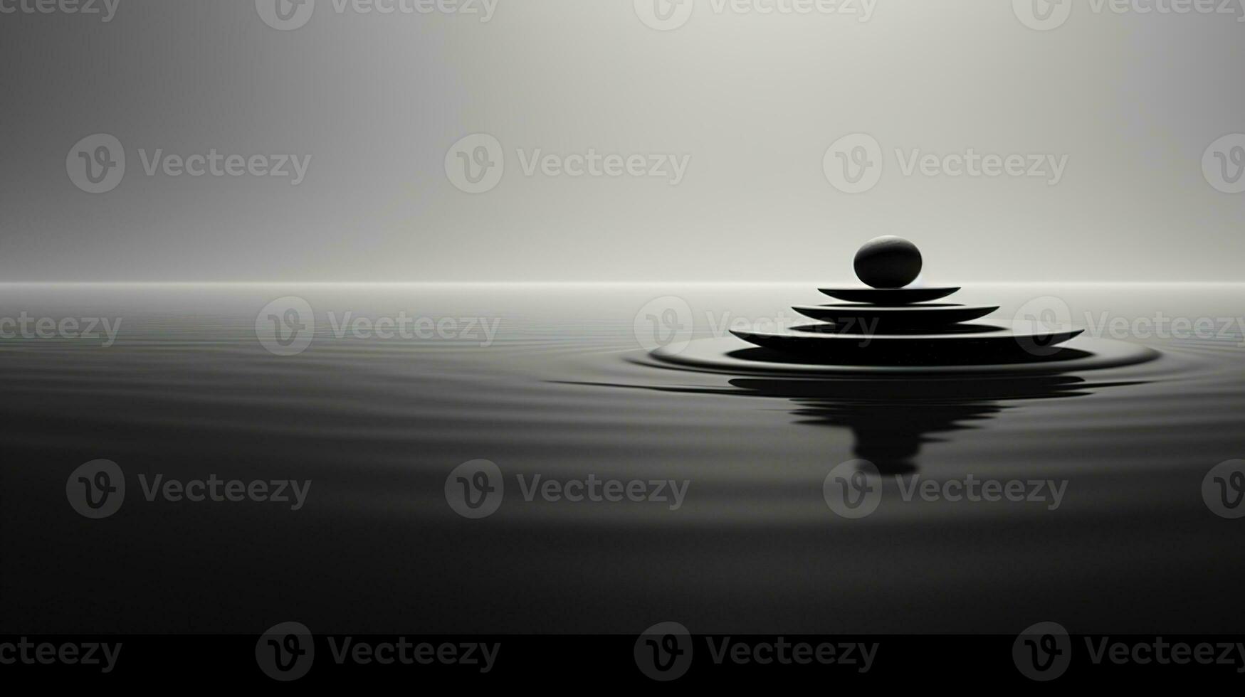 Generative AI, Zen garden, hypnotic simple illustration, calm relax and meditation concept photo