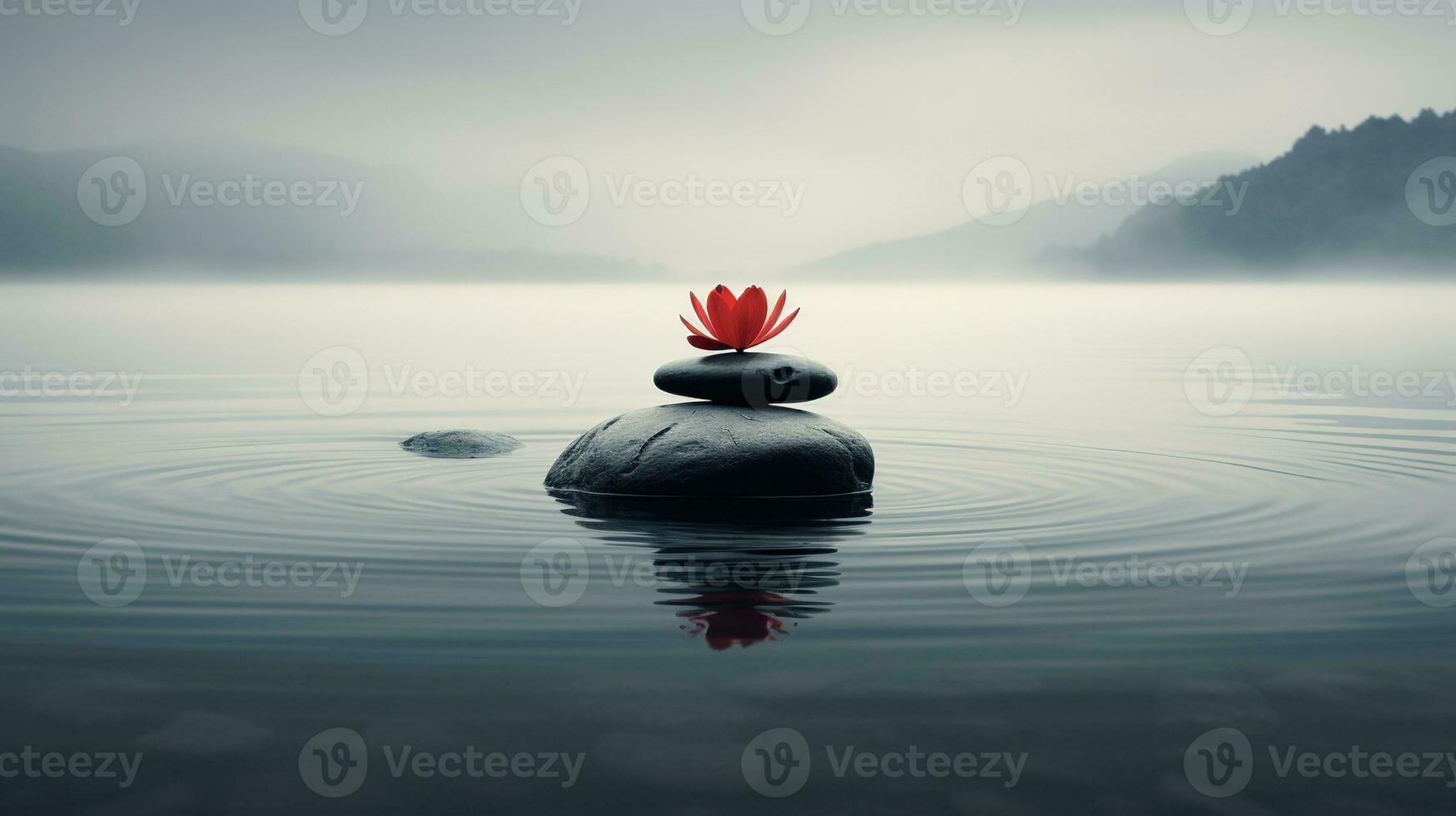 Generative AI, Zen garden, hypnotic simple illustration, calm relax and meditation concept photo