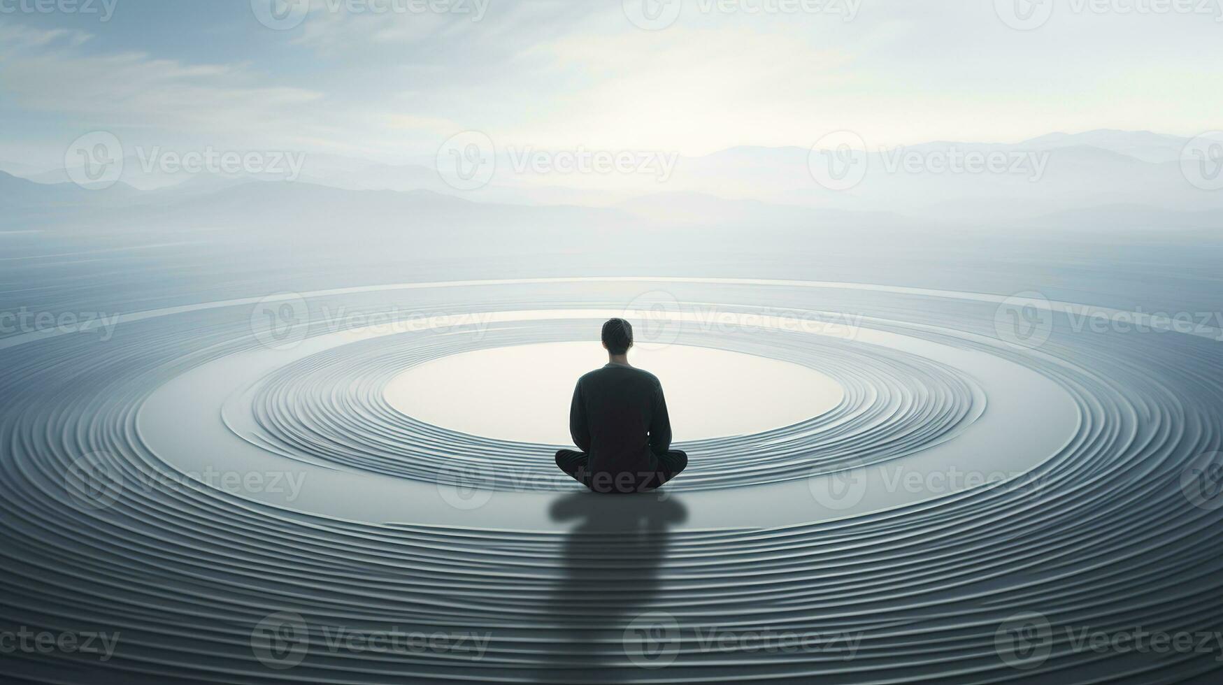 Generative AI, Zen garden, hypnotic simple illustration, calm relax and meditation concept photo