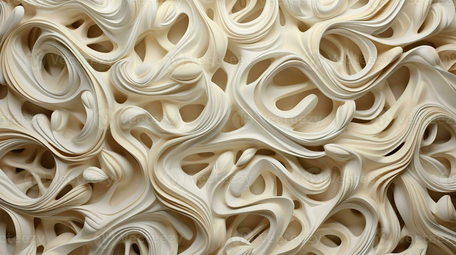 Generative AI, white, ivory and beige modelling clay, gypsum or ceramic background and texture, curls and flowing forms photo