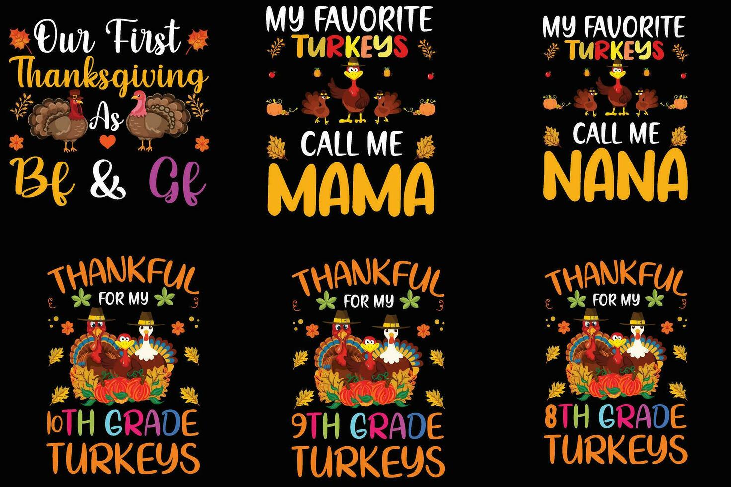 Thanksgiving t shirt bundle, Set of Thanksgiving t-shirt vector