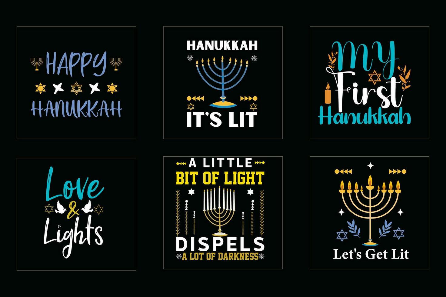 hanukkah t-shirt design bundle,Set of hanukkah t-shirt vector