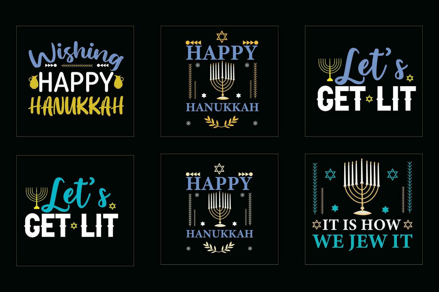 hanukkah t-shirt design bundle,Set of hanukkah t-shirt vector