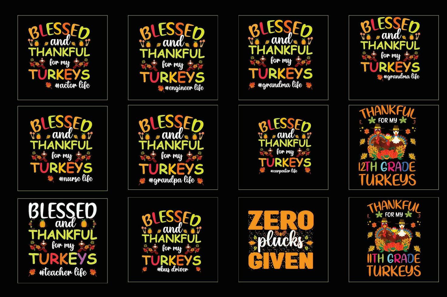 Thanks giving  t-shirt design bundle, Set of thanks giving t-shirt vector