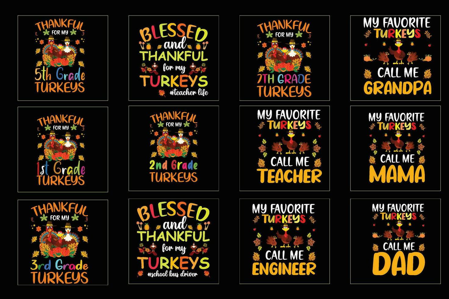 Thanks giving  t-shirt design bundle, Set of thanks giving t-shirt vector