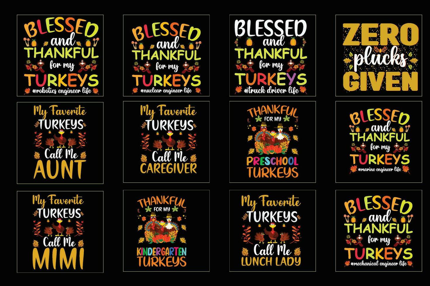 Thanksgiving t shirt bundle, Set of Thanksgiving t-shirt vector