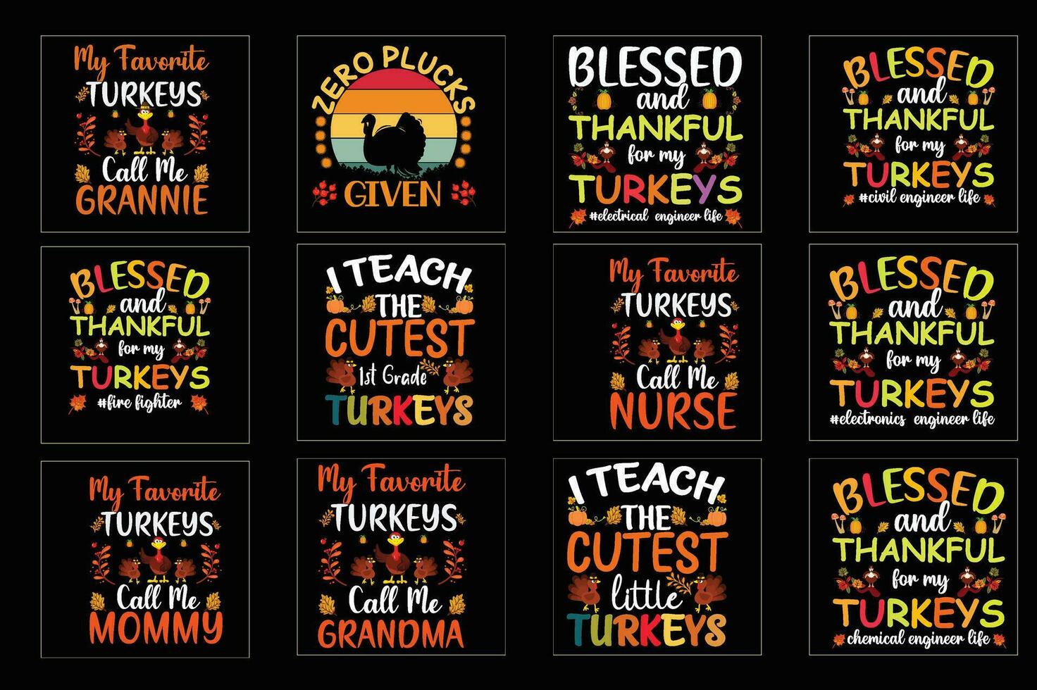 Thanks giving  t-shirt design bundle, Set of thanks giving t-shirt vector