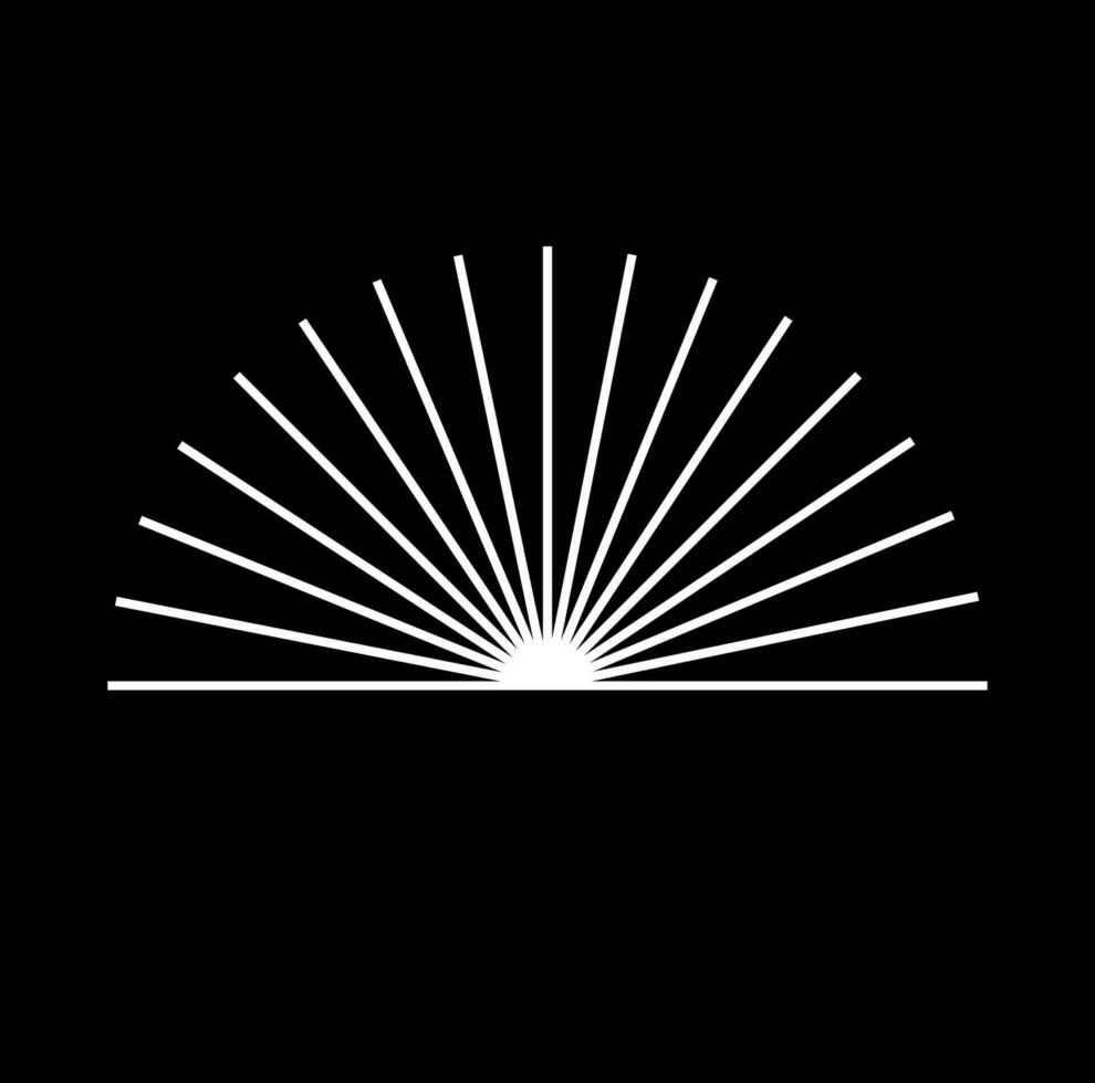 A rising sun in line illustration with white color. vector