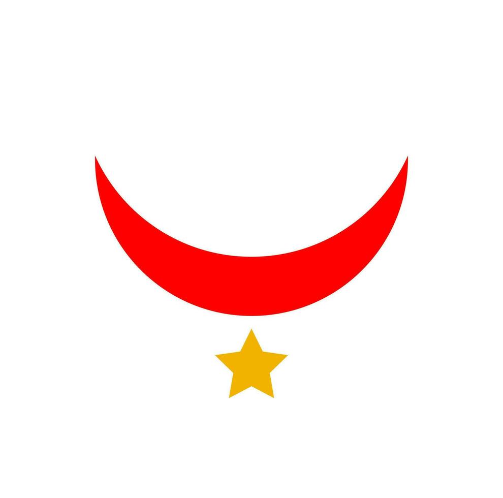 Red moon and yellow star vector icon unit.