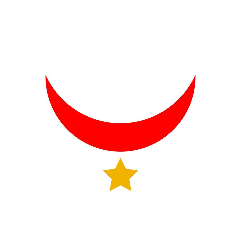 Red moon and yellow star vector icon unit.