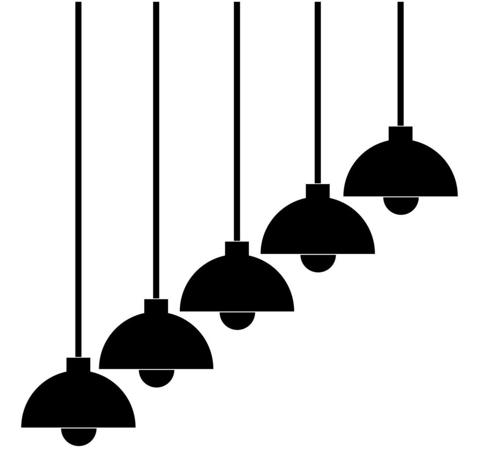 Black lamps in on row vector icon.