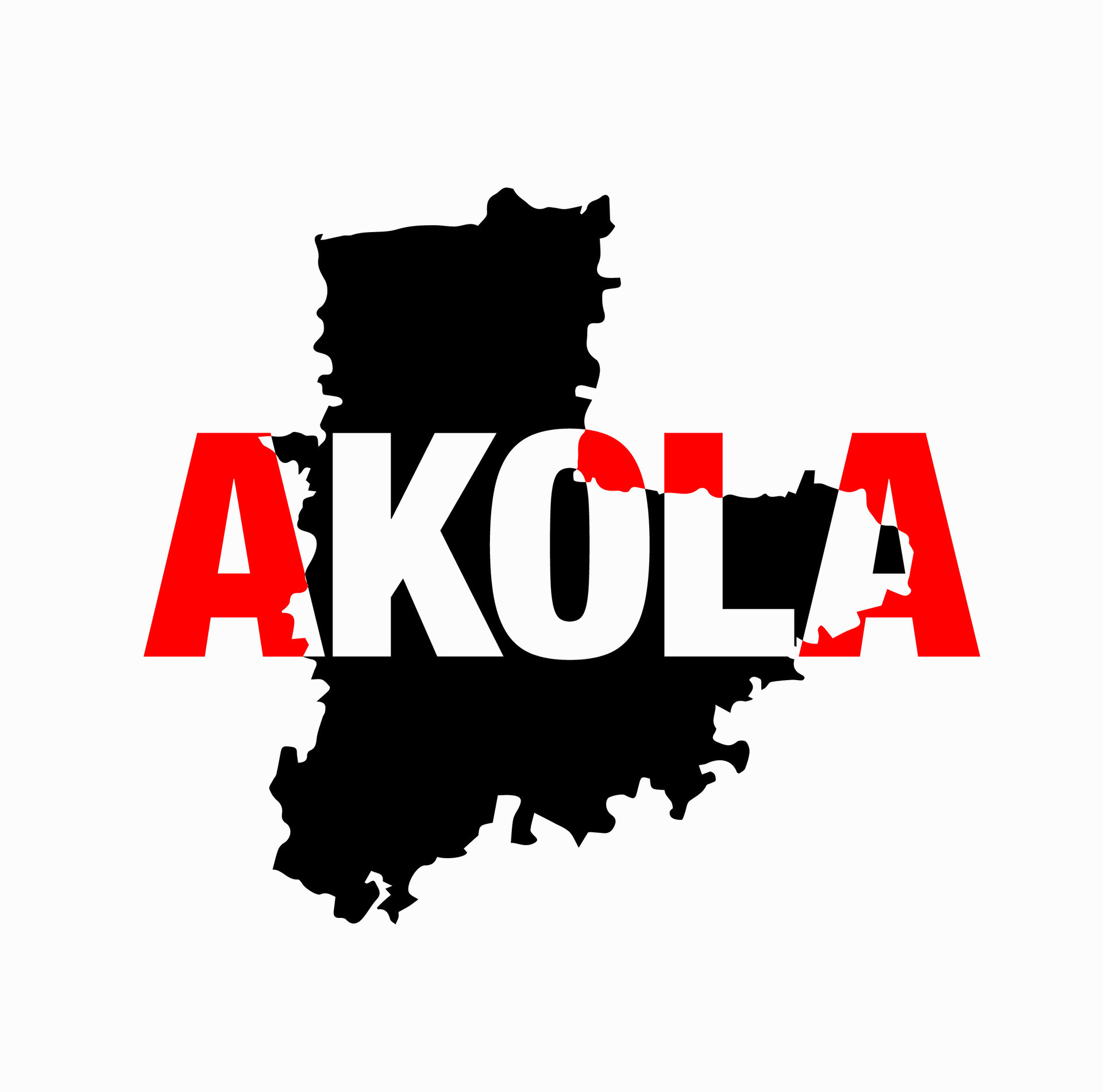 Akola district map typography in black red color. Akola a district of Maharashtra. 28891345