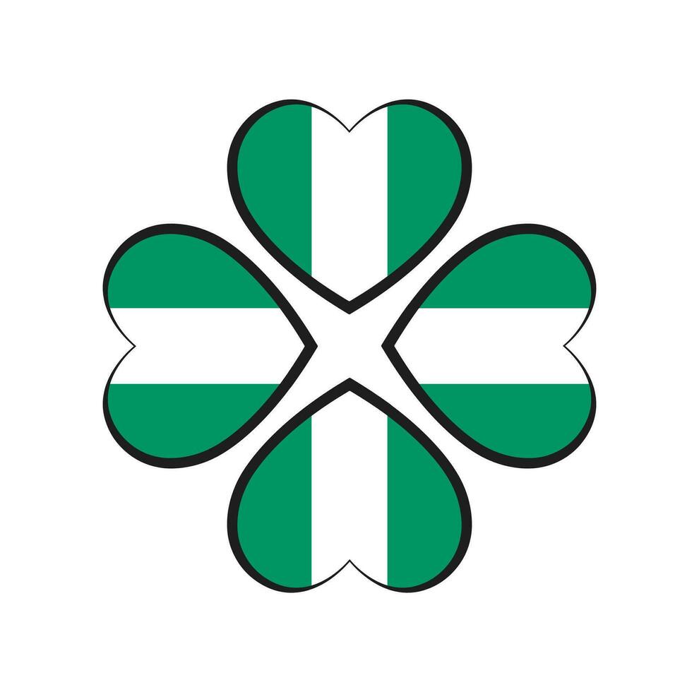 Nigeria national flag with a heart shape icon. vector