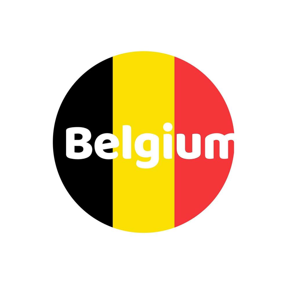 Belgium country name vector lettering with national flag color.