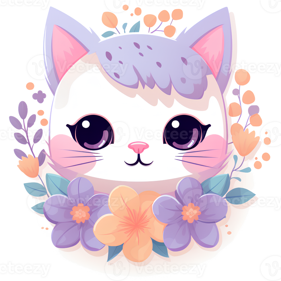 cat dog cut flowers vintage ai generative png