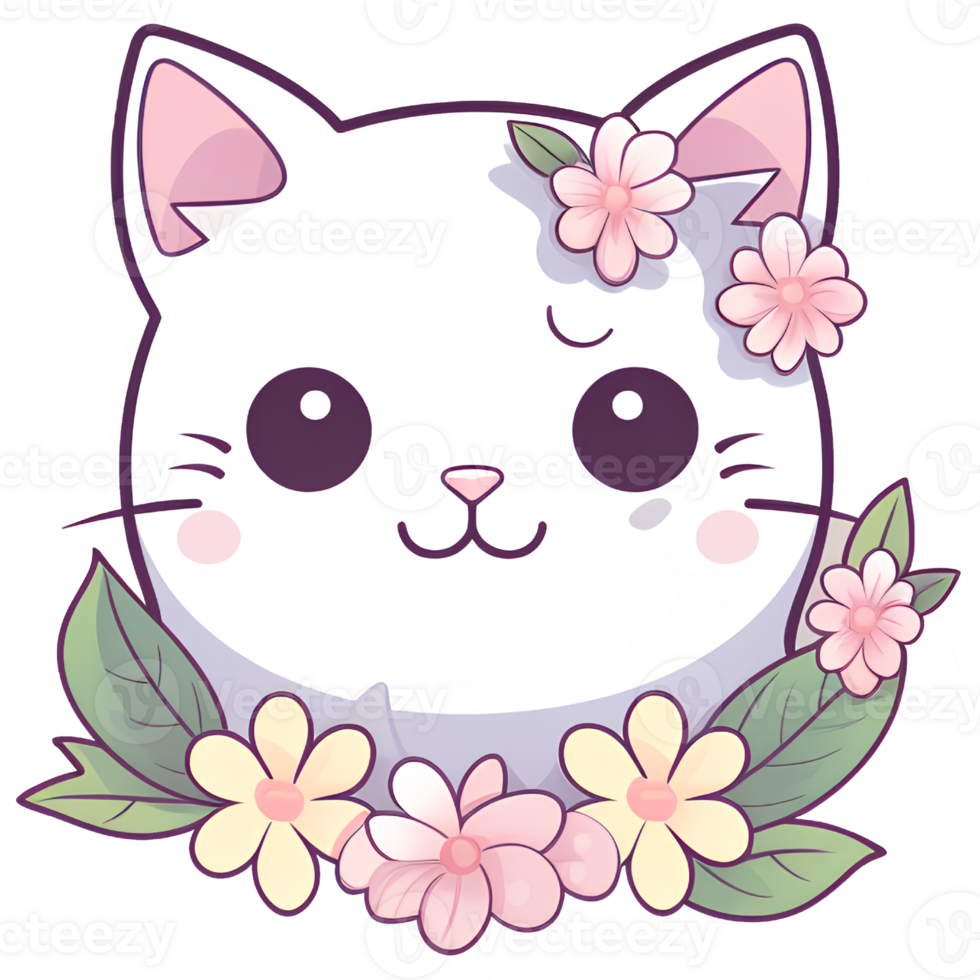 cat dog cut flowers vintage ai generative png