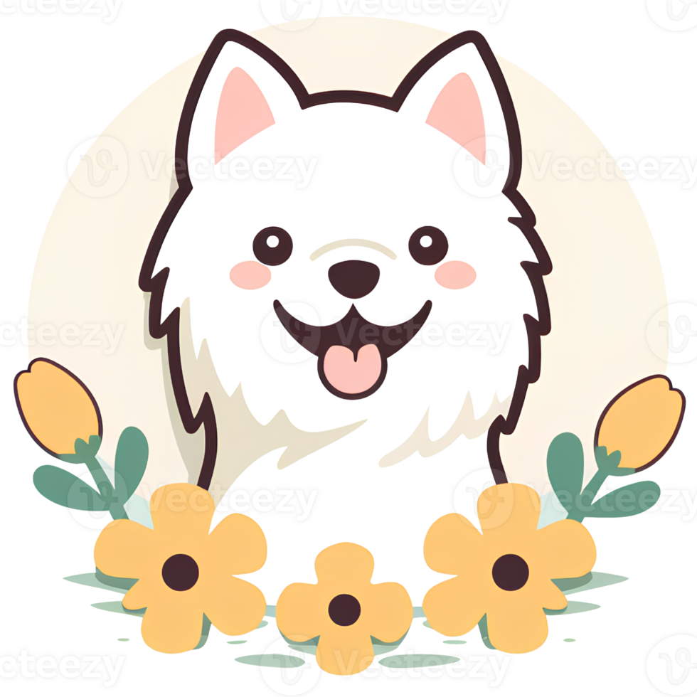 cat dog cut flowers vintage ai generative png