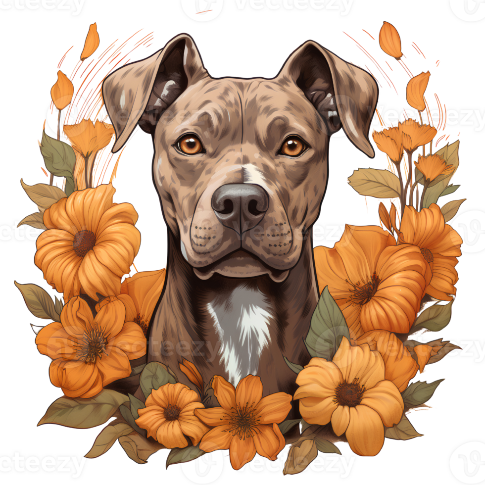 cat dog cut flowers vintage ai generative png