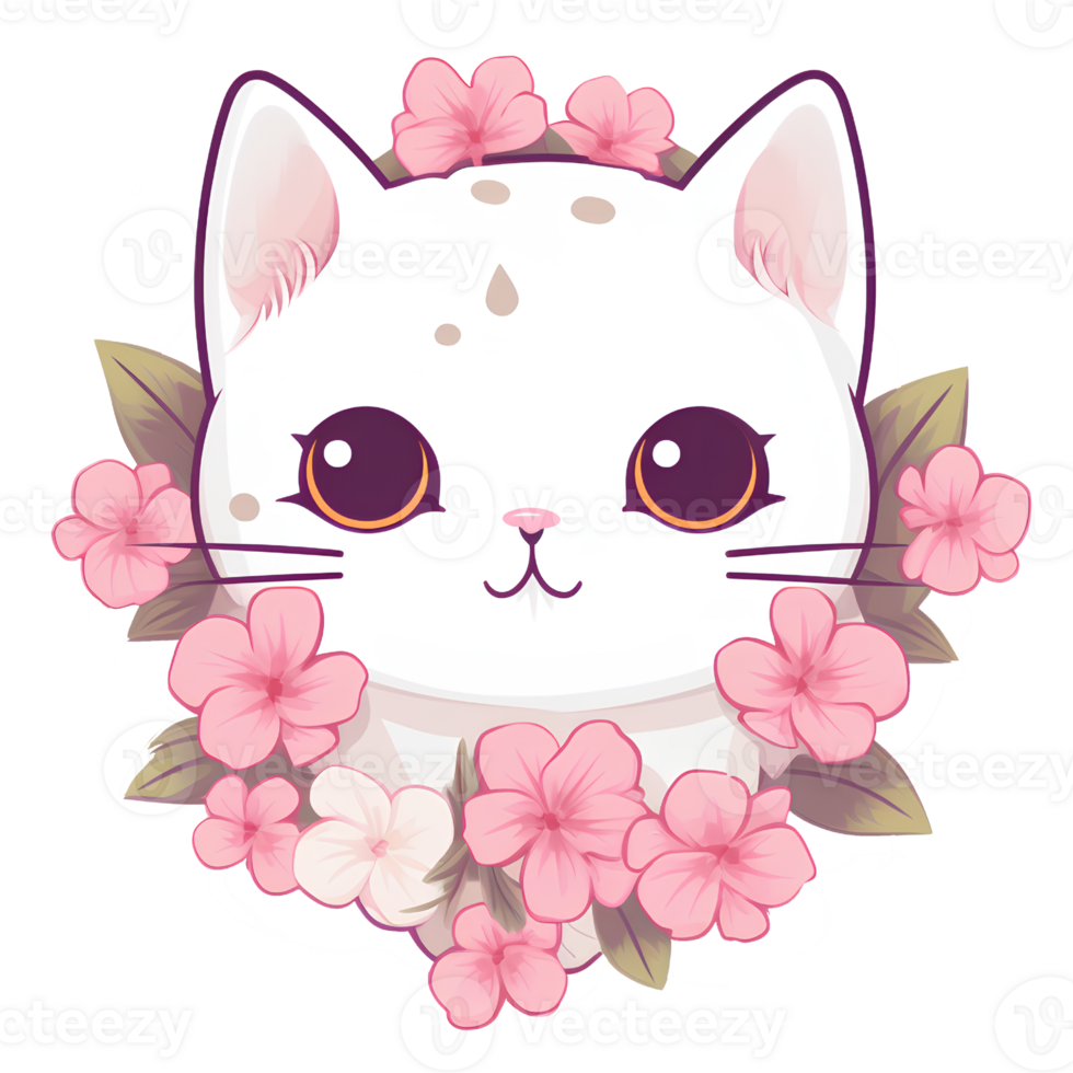 cat dog cut flowers vintage ai generative png