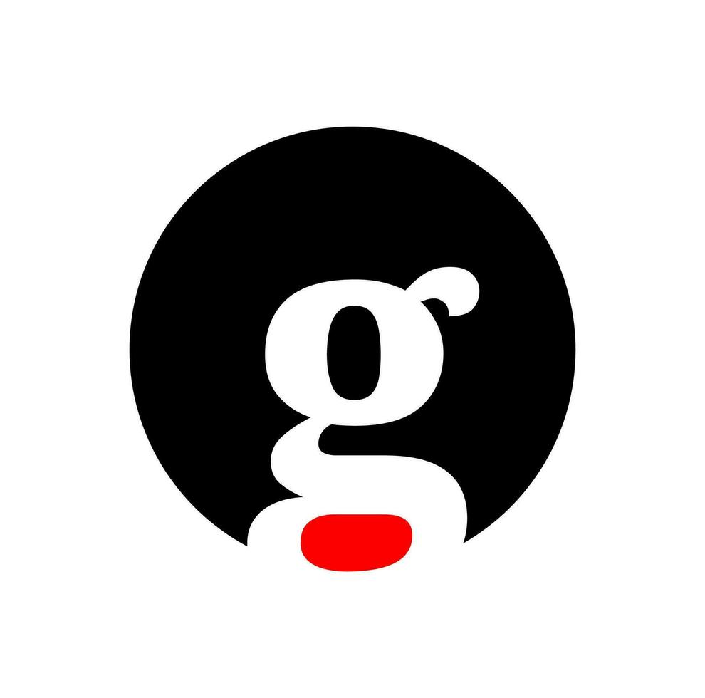 G lettering with black round. G monogram. vector