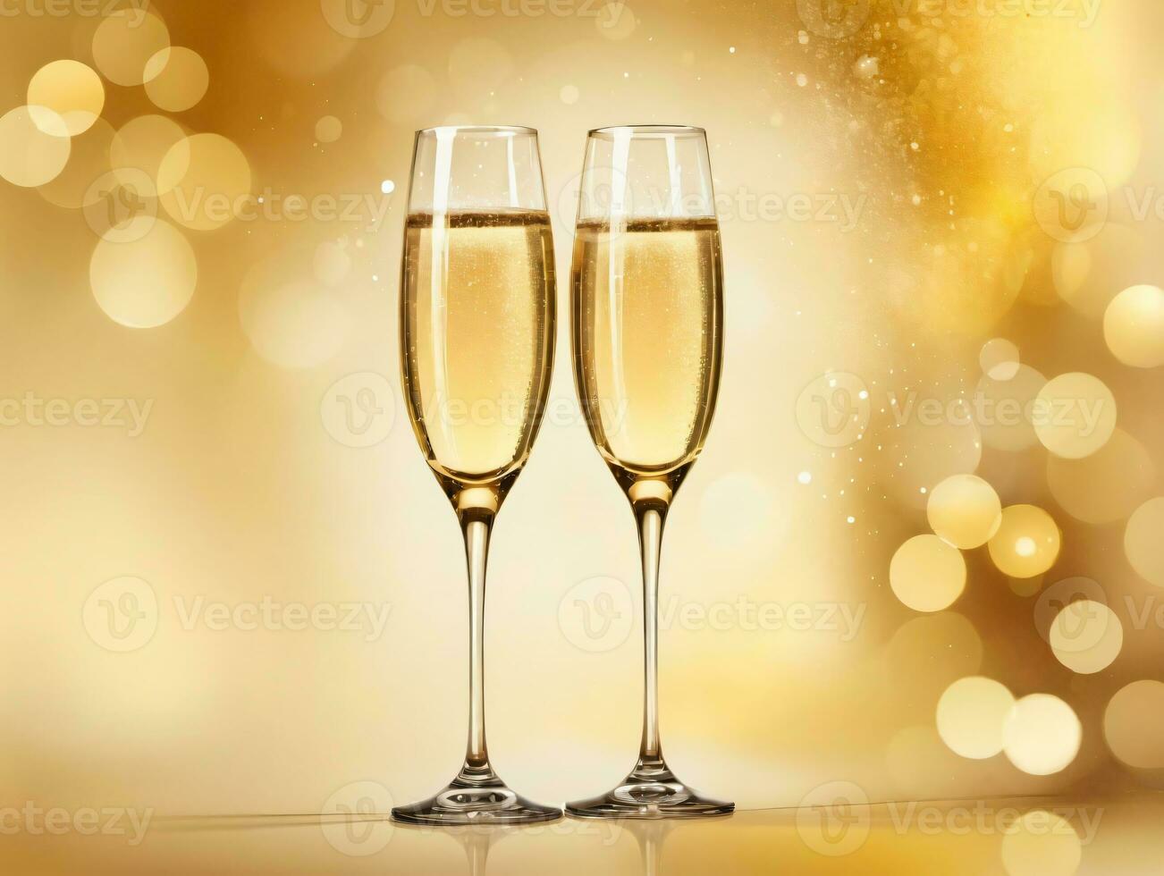 Two Glasses Of Champagne Sitting Next To Each Other. AI Generated photo