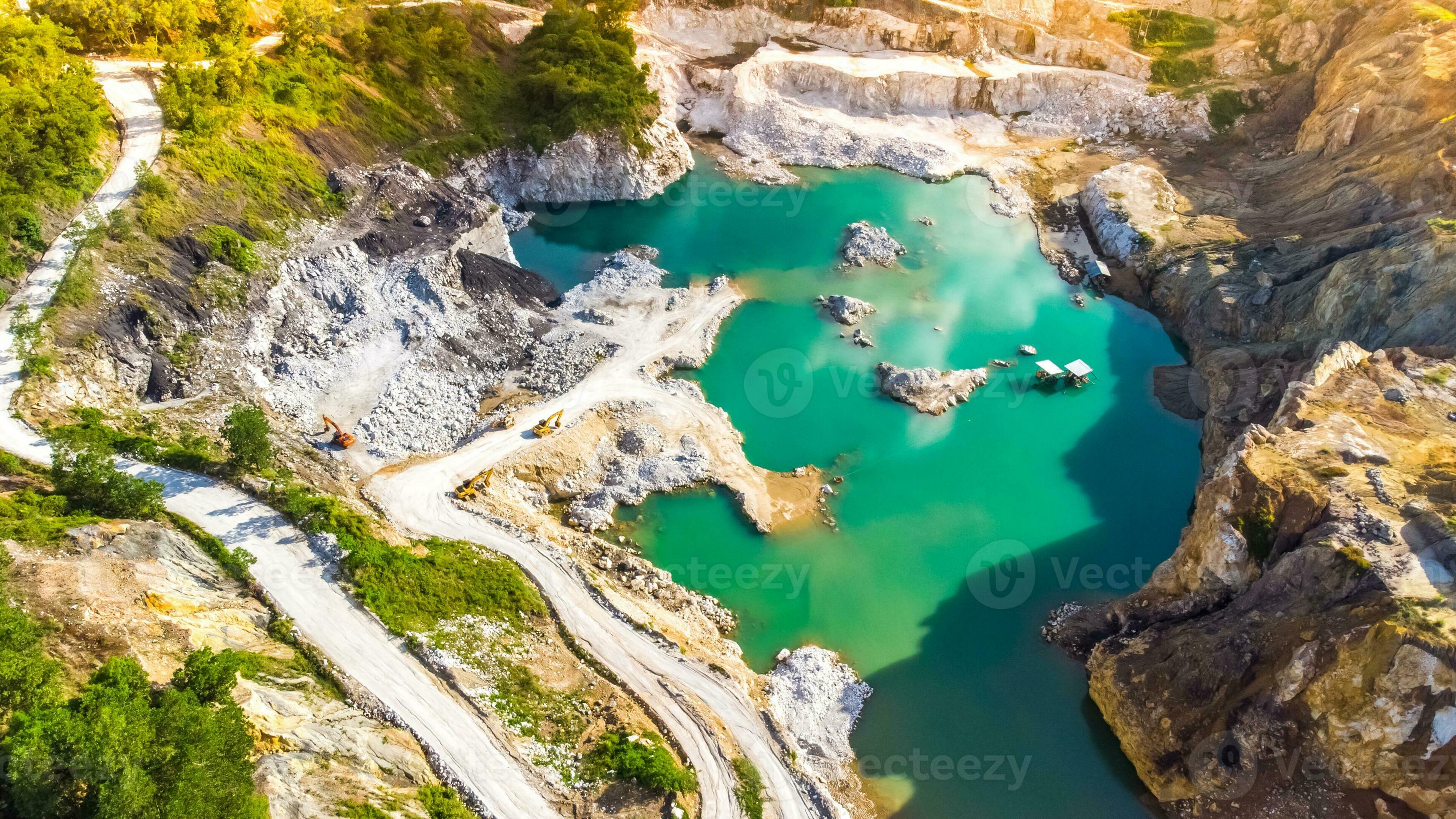 Large pit gypsum mine in gypsum mining, mining industry concept