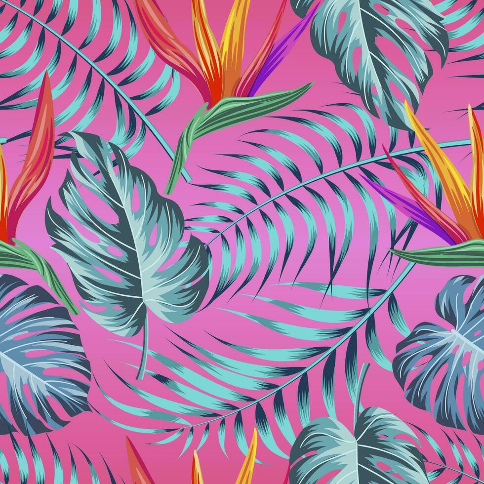 Floral seamless pattern with leaves. tropical background vector