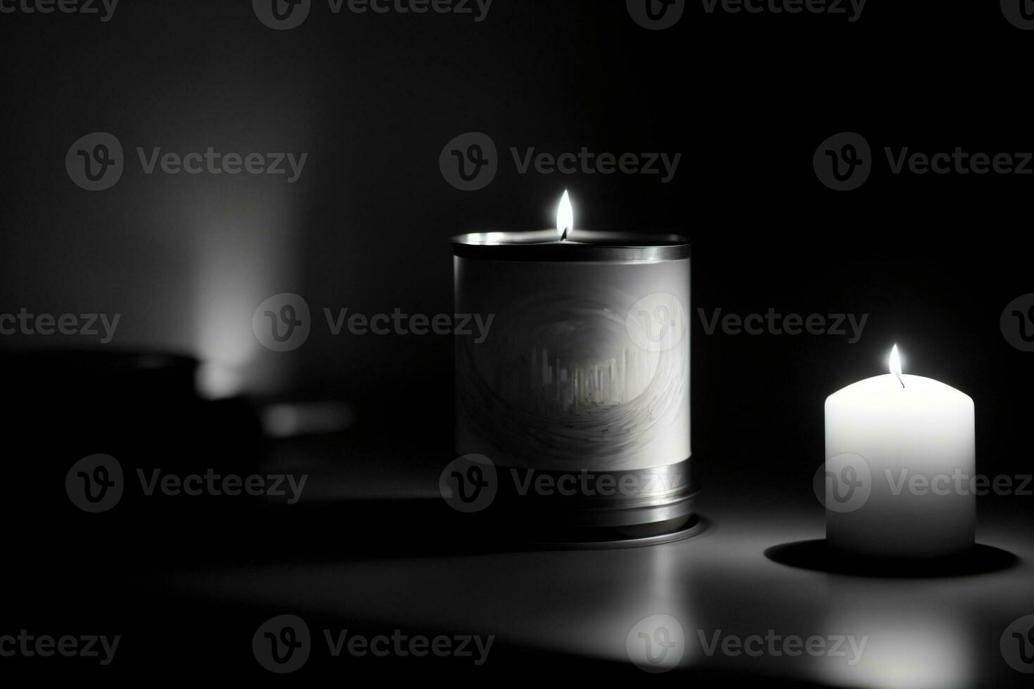 A Lit Candle Sitting On Top Of A Table. AI Generated photo