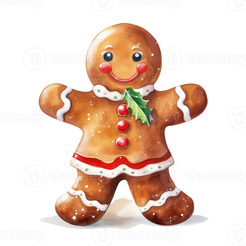 Gingerbread Men For Christmas Event. Watercolor Style. AI Generated png