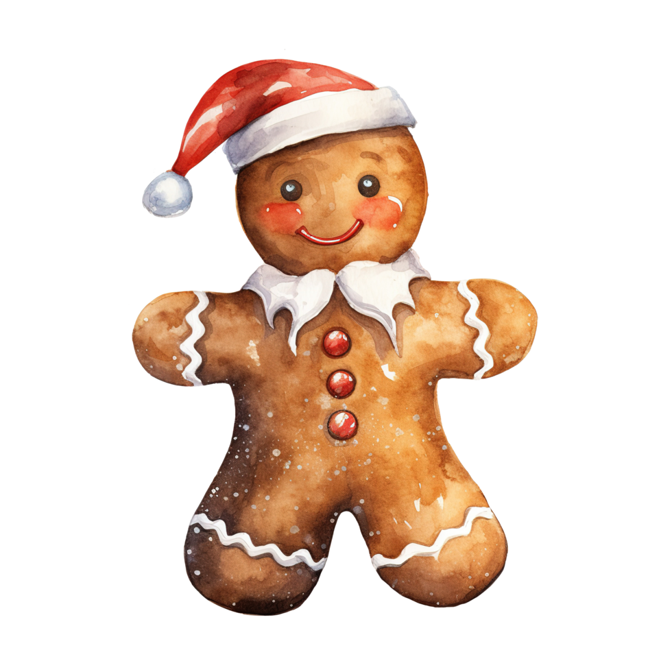 Gingerbread Men For Christmas Event. Watercolor Style. AI Generated png