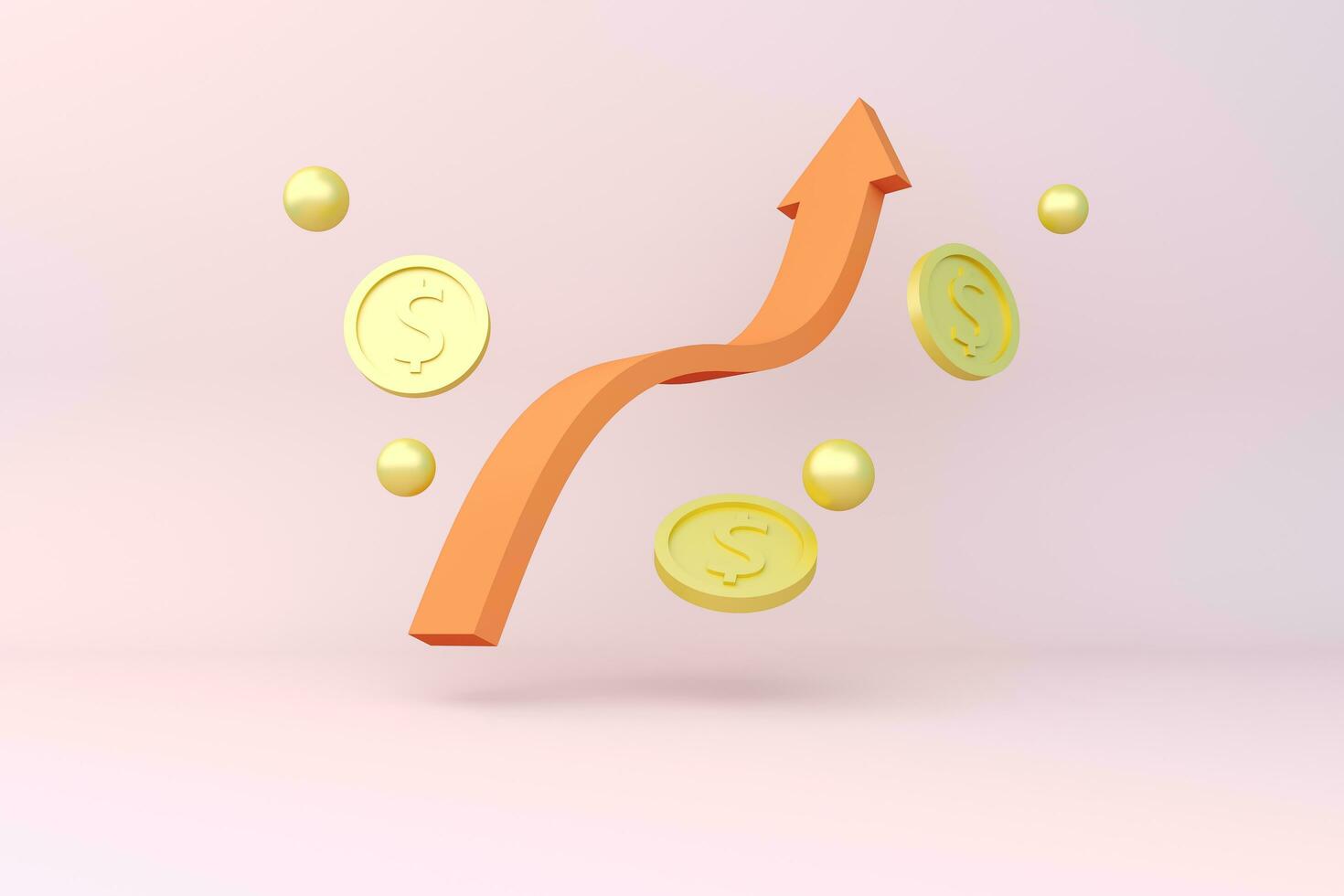 3d growth stock chart with coins investing icon.3d render illustration photo