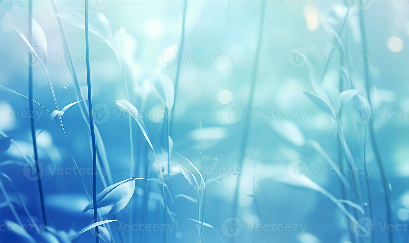 a blue field with grass and sunlight AI Generative photo