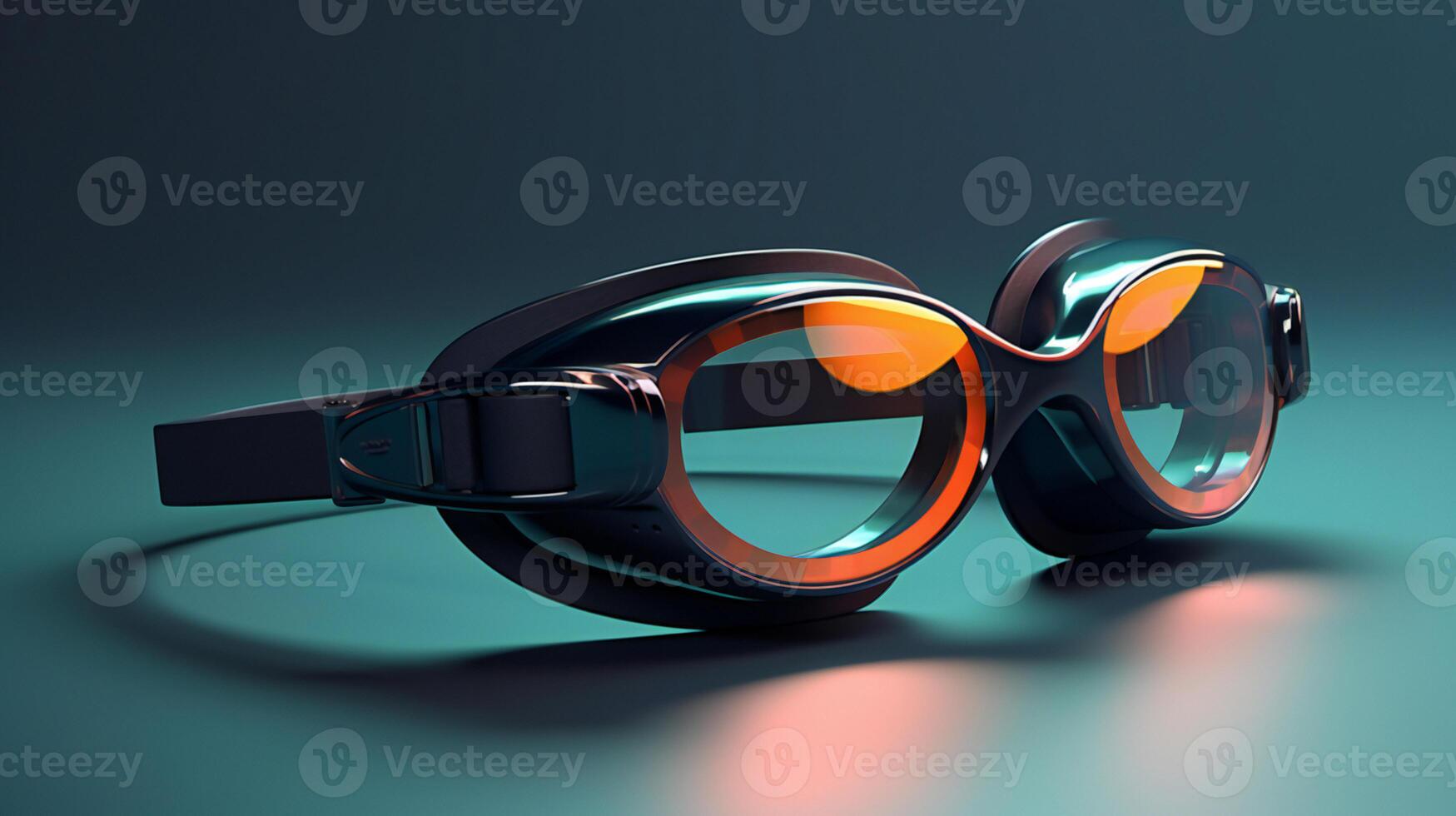 a pair of goggles with orange and black lenses AI Generative photo