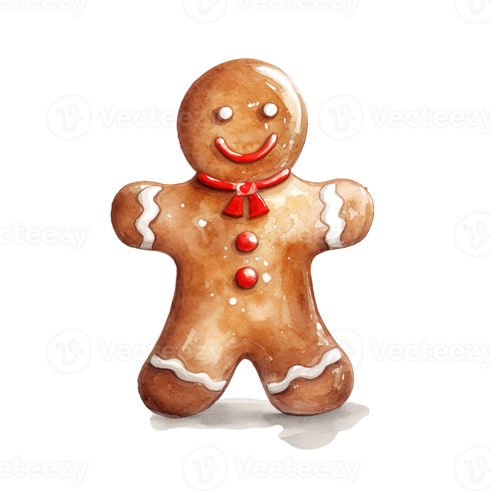 Gingerbread Men For Christmas Event. Watercolor Style. AI Generated png